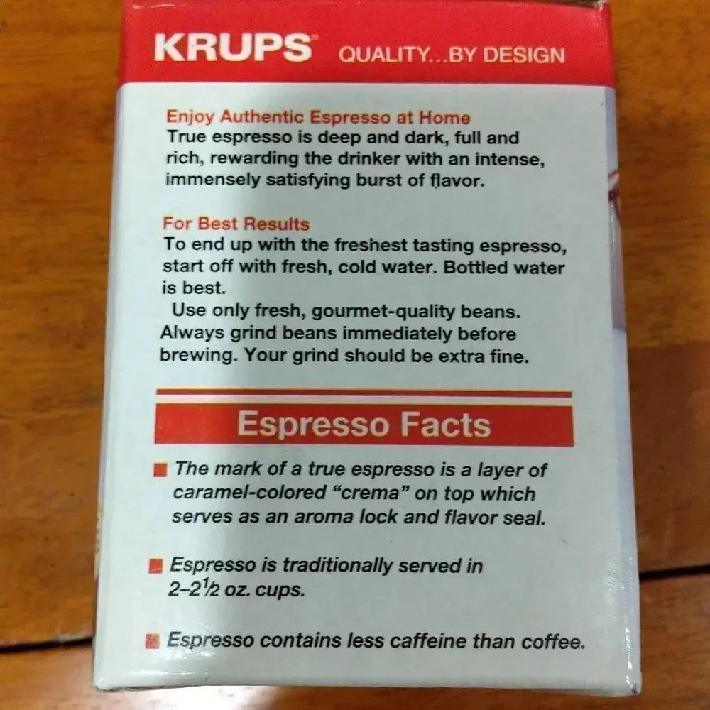 2 Krups Espresso Cup Sets, 4 2 1/2 Espresso Cups with Saucers, White Stoneware.